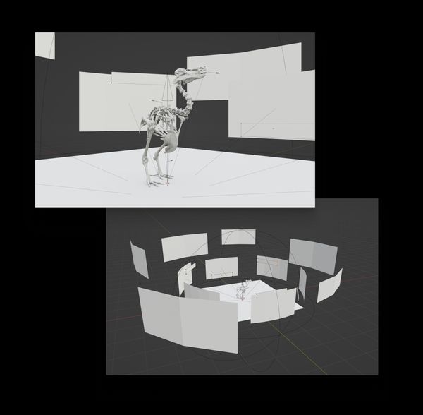 3D Modell des Dodo Skeletts samt Navigations Elemente