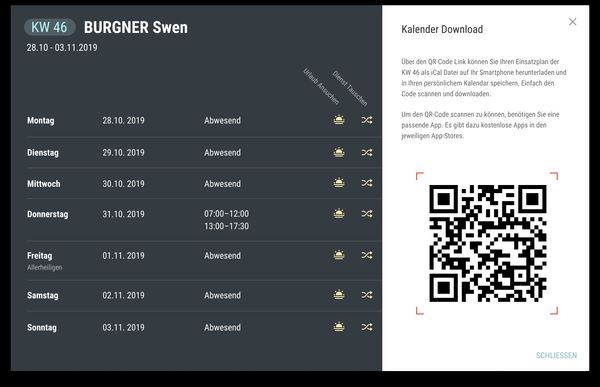 QR Code Download als Kalender